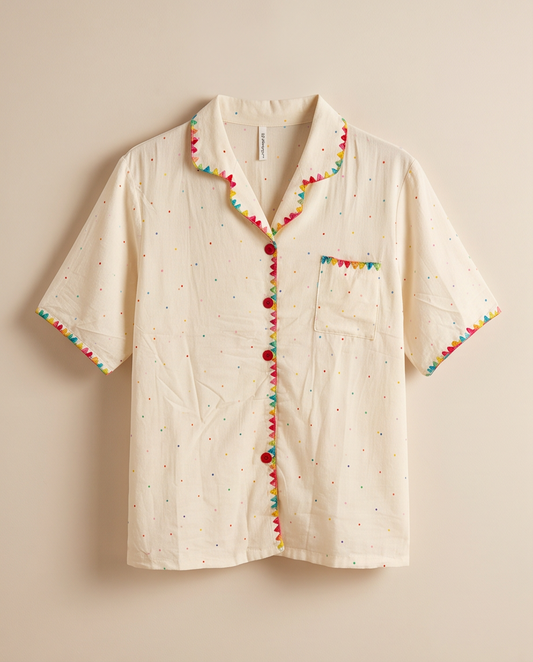 2-in-1 Embroidered Pajama Set (Rainbow)