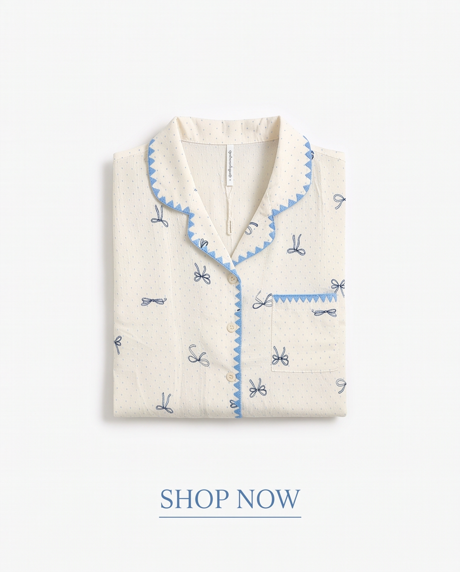 2-in-1 Embroidered Pajama Set (Ribbons)