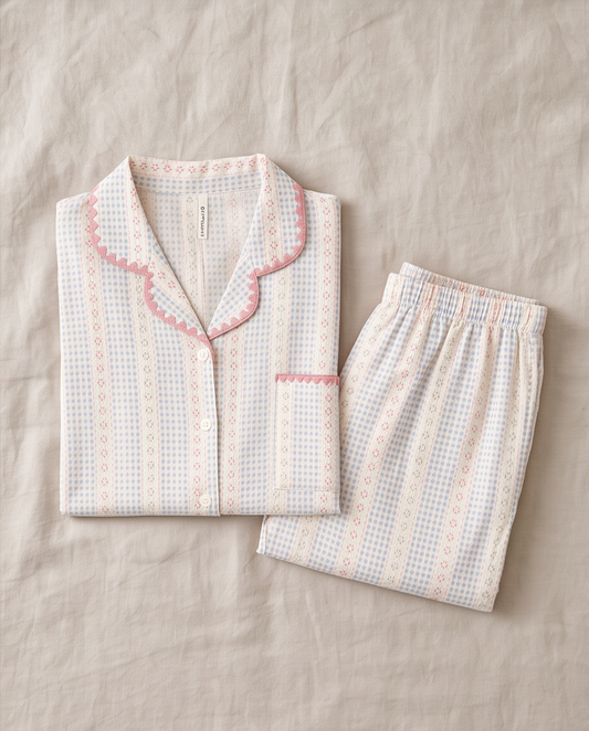 2-in-1 Embroidered Pajama Set (Daisy)