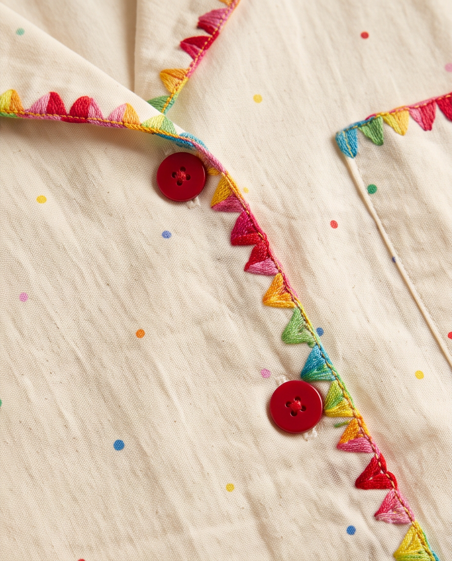 2-in-1 Embroidered Pajama Set (Rainbow)