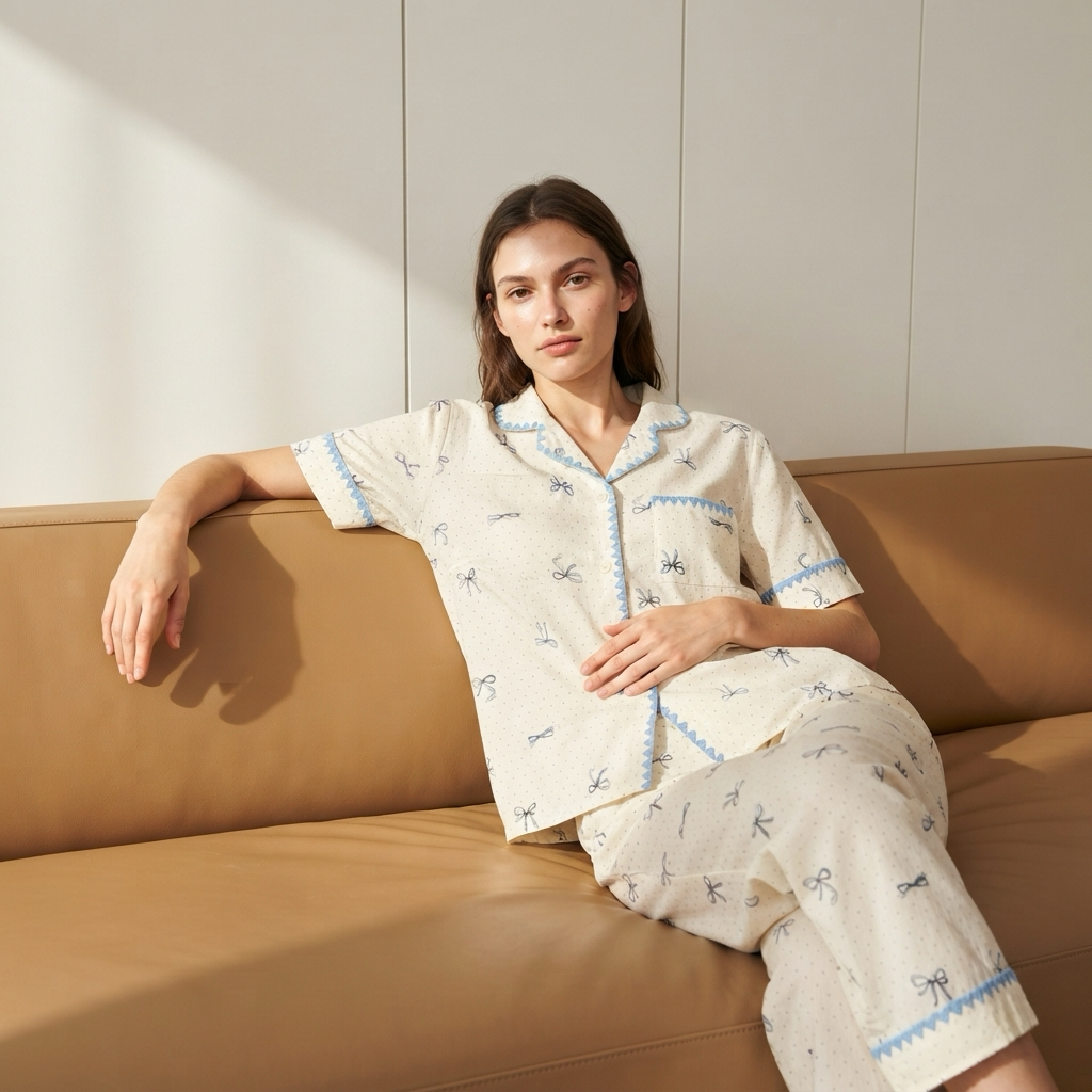 2-in-1 Embroidered Pajama Set (Ribbons)