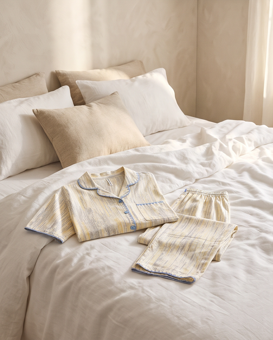 2-in-1 Embroidered Pajama Set (Lines)