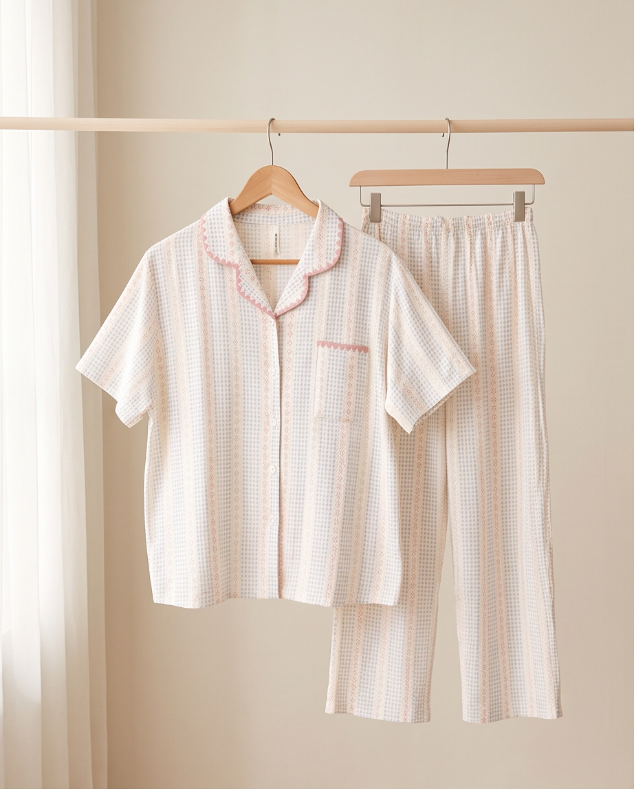 2-in-1 Embroidered Pajama Set (Daisy)