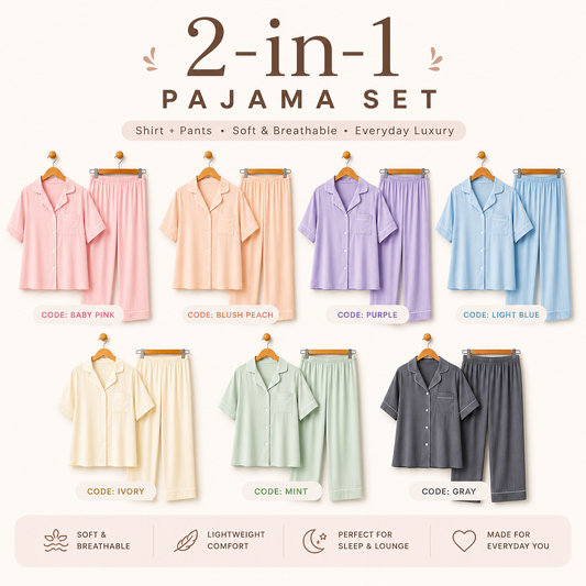 2-in-1 Pajama Set (Plain Colors)